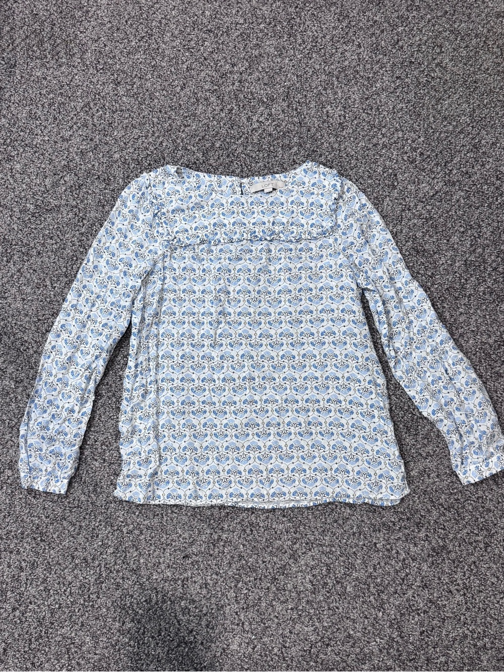 LOFT Light Blue Floral Long-Sleeve Top - Picture 2 of 6